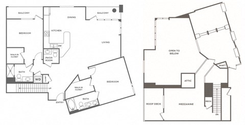 Floor plan for 2 beds, 2.5 baths, 2050 sqft